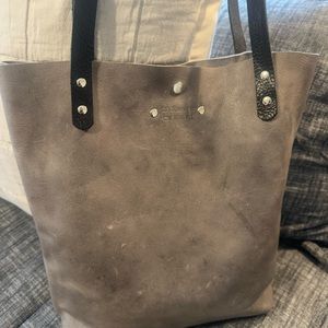 JH steel gray leather market tote